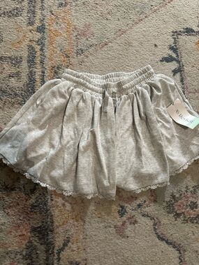 AS Revival Light Gray Mini Skirt with Lace Trim